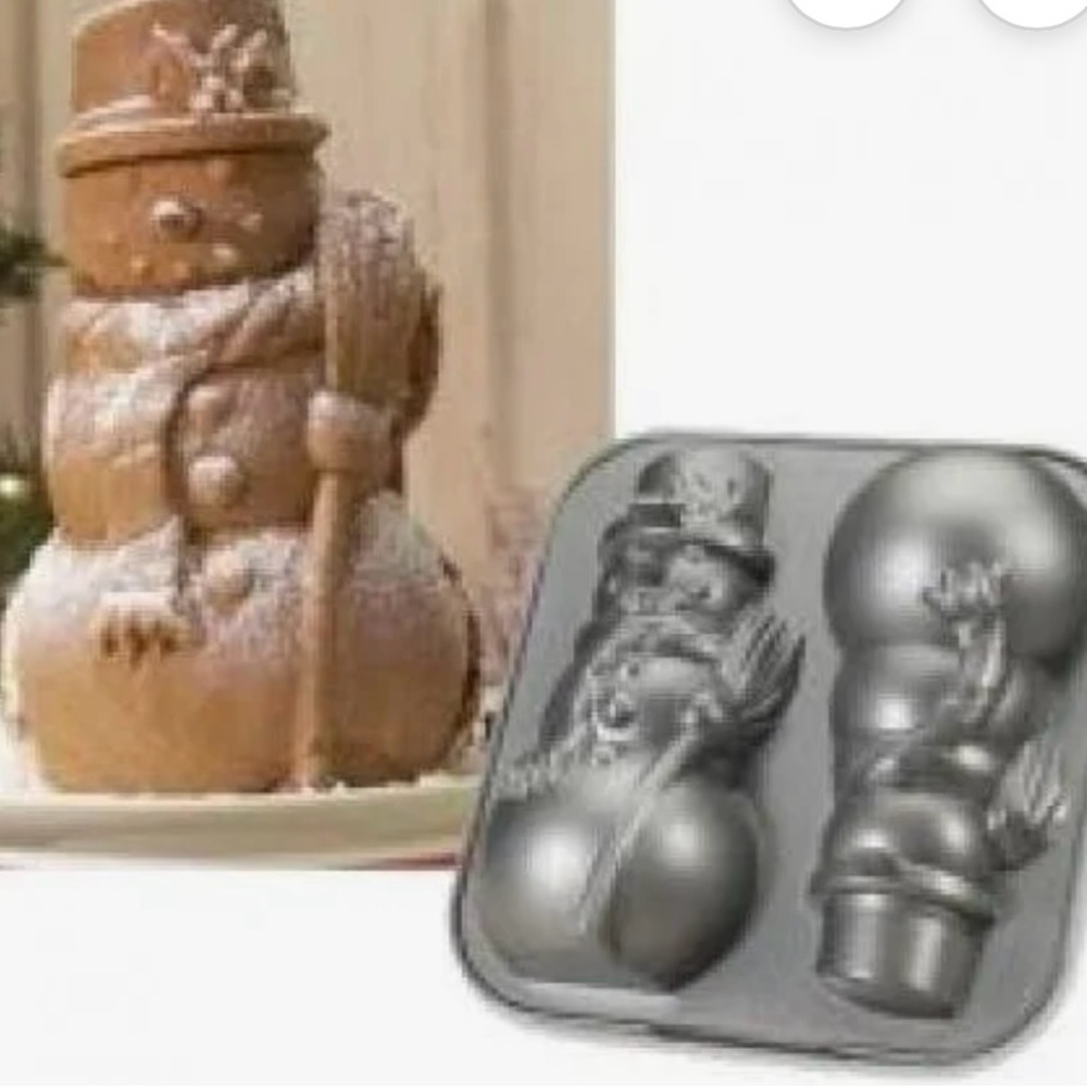 NWOT Nordic Ware Metallic Snowman Baking Mold - Picture 6 of 8